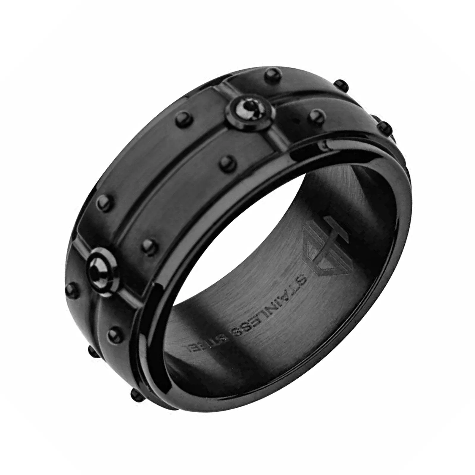 0.20ct Black Diamonds in Black IP Stainless Steel Gothic Band Ring