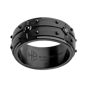 0.20ct Black Diamonds in Black IP Stainless Steel Gothic Band Ring