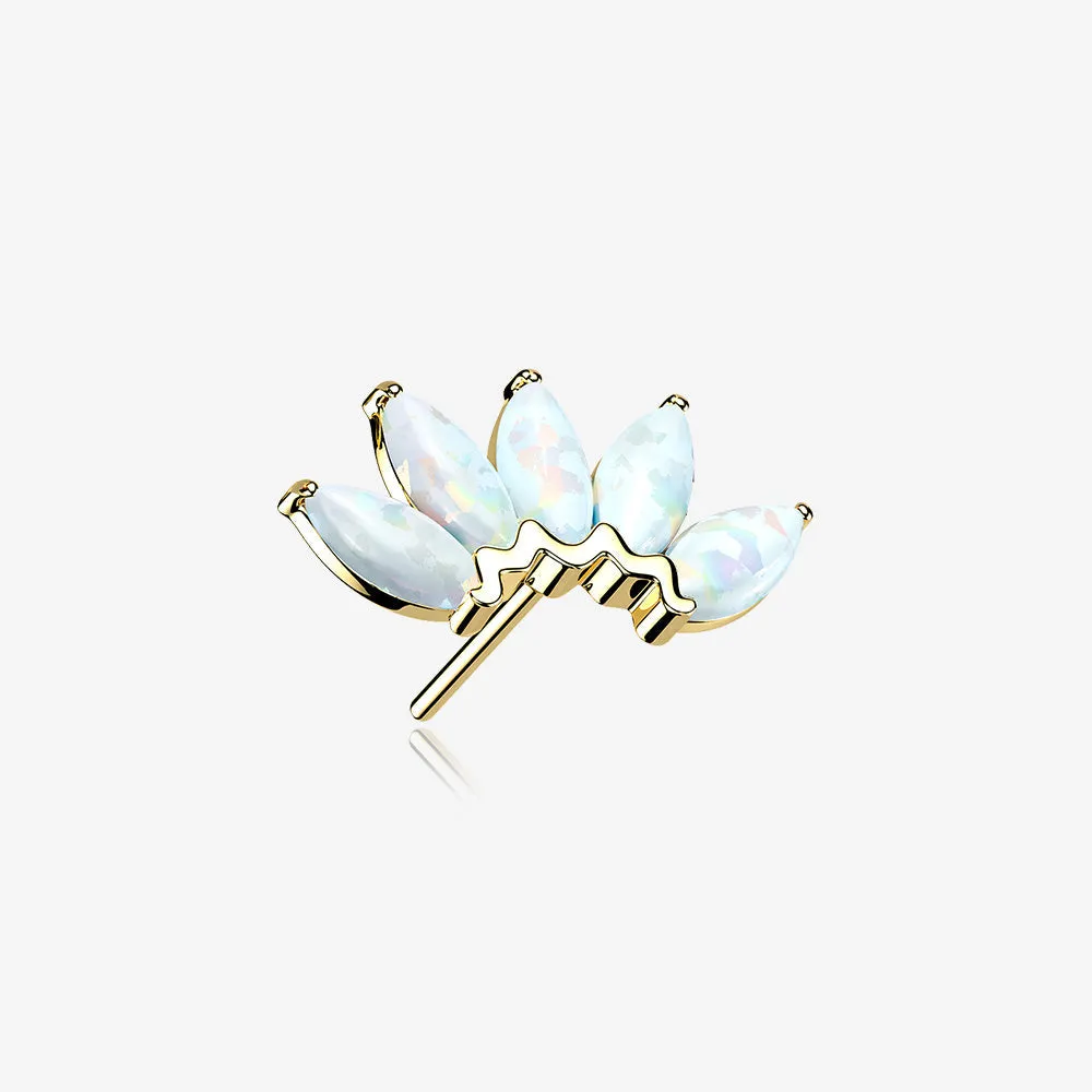 14 Karat Gold OneFit Threadless Brilliant Marquise Fire Opal Flower Top Part