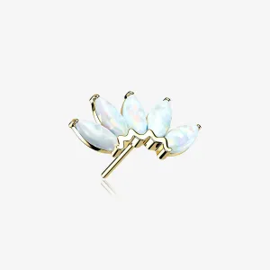14 Karat Gold OneFit Threadless Brilliant Marquise Fire Opal Flower Top Part