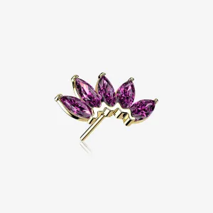14 Karat Gold OneFit Threadless Brilliant Marquise Sparkle Flower Top Part