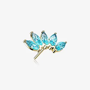 14 Karat Gold OneFit Threadless Brilliant Marquise Sparkle Flower Top Part