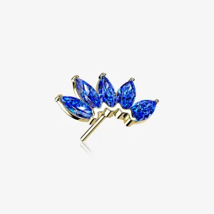 14 Karat Gold OneFit Threadless Brilliant Marquise Sparkle Flower Top Part