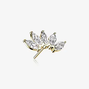 14 Karat Gold OneFit Threadless Brilliant Marquise Sparkle Flower Top Part