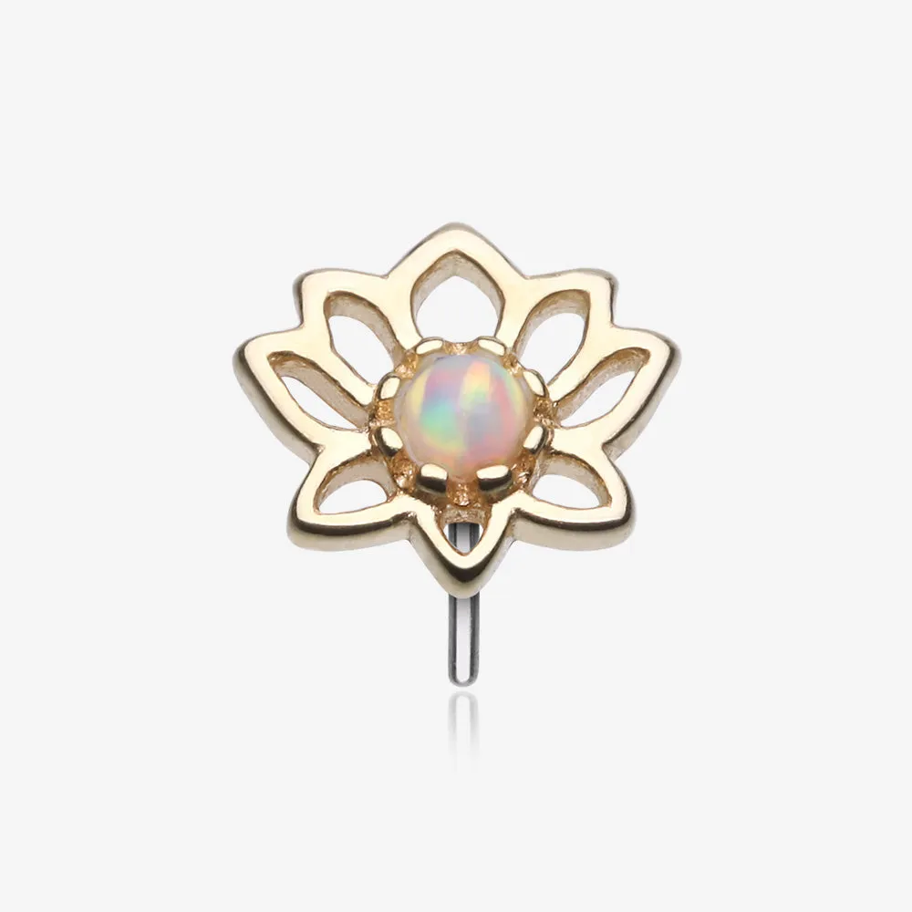 14 Karat Gold OneFit Threadless Lotus Blossom Fire Opal Sparkle Top Part