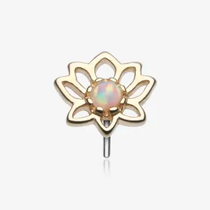 14 Karat Gold OneFit Threadless Lotus Blossom Fire Opal Sparkle Top Part