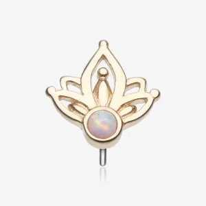 14 Karat Gold OneFit Threadless Lotus Royal Fire Opal Sparkle Top Part