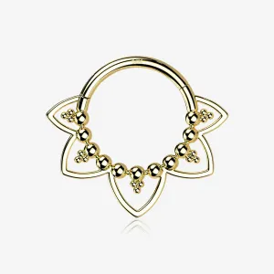 14 Karat Gold Royal Bali Floral Seamless Clicker Hoop Ring