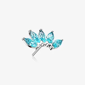 14 Karat White Gold OneFit Threadless Brilliant Marquise Sparkle Flower Top Part