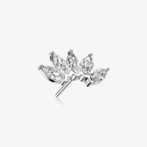 14 Karat White Gold OneFit Threadless Brilliant Marquise Sparkle Flower Top Part