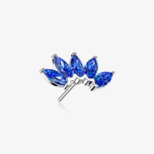 14 Karat White Gold OneFit Threadless Brilliant Marquise Sparkle Flower Top Part