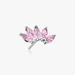14 Karat White Gold OneFit Threadless Brilliant Marquise Sparkle Flower Top Part