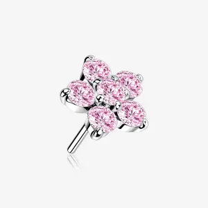14 Karat White Gold OneFit Threadless Spring Flower Sparkle Top Part