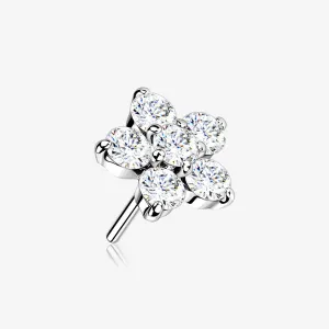 14 Karat White Gold OneFit Threadless Spring Flower Sparkle Top Part