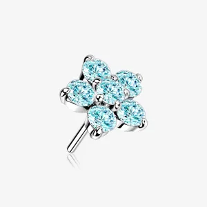 14 Karat White Gold OneFit Threadless Spring Flower Sparkle Top Part