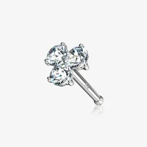 14 Karat White Gold Trinity Sparkles Prong Set Nose Stud Ring