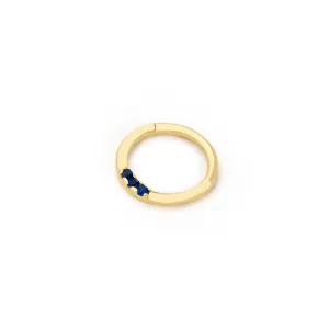 14k Gold Three Stone Dark Blue Helix Piercing