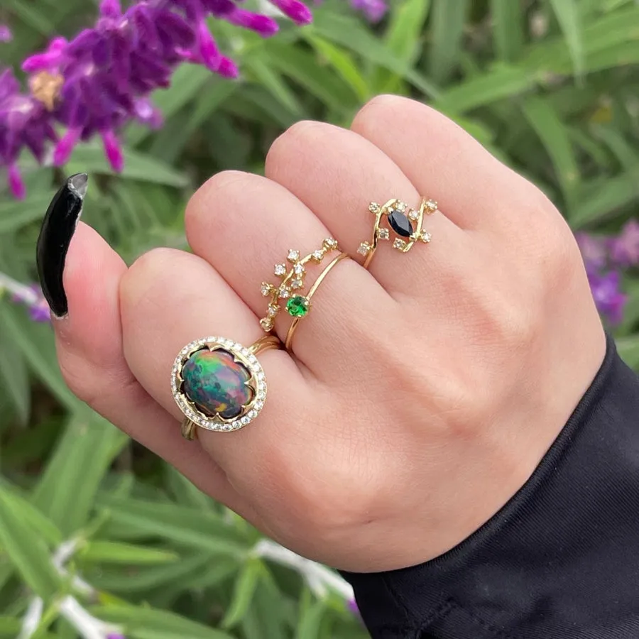 14K Solid Gold Tsavorite Stacking Ring