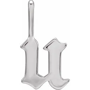 14K White Gothic Initial U Charm/Pendant