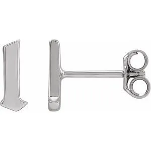 14K White Single Gothic Initial L Earring