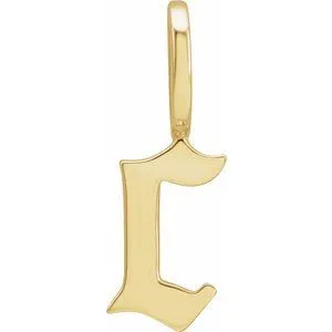 14K Yellow Gothic Initial C Charm/Pendant