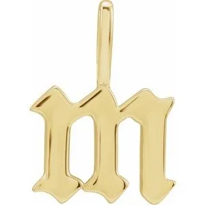 14K Yellow Gothic Initial M Charm/Pendant