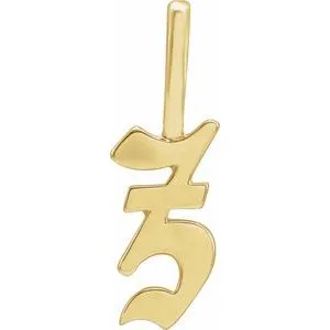 14K Yellow Gothic Initial Z Charm/Pendant