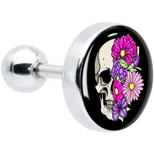 16 Gauge 1/4 Floral Flowers Skull Cartilage Tragus Earring