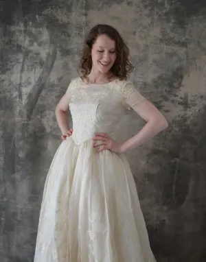 1960s Ivory Organza Wedding Gown