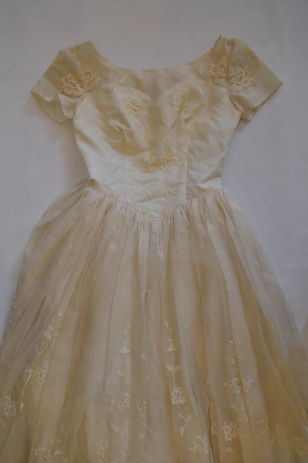 1960s Ivory Organza Wedding Gown