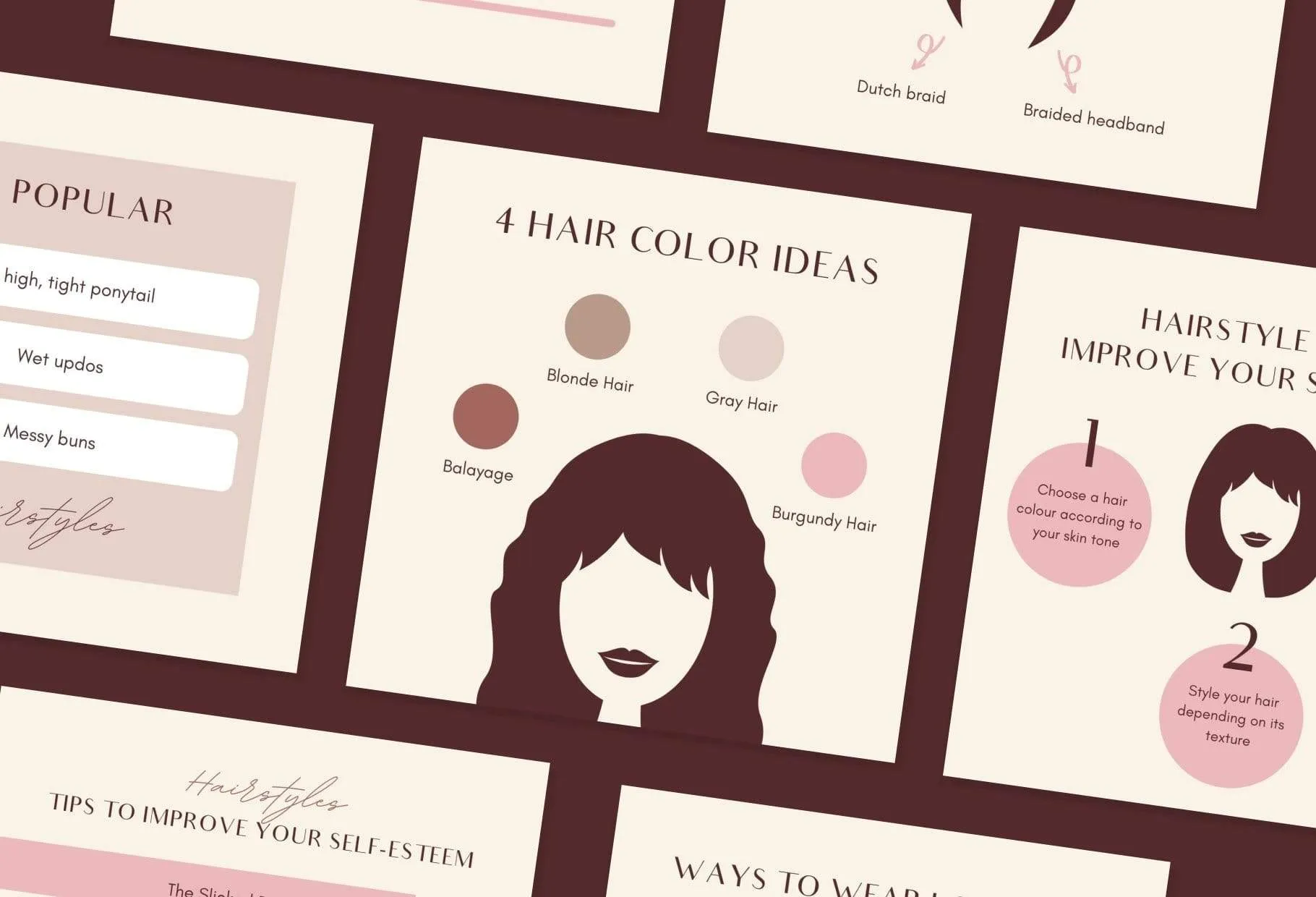 20 Hairstyle Tips and Infographics Instagram Engagement Posts Fully Editable Canva Templates