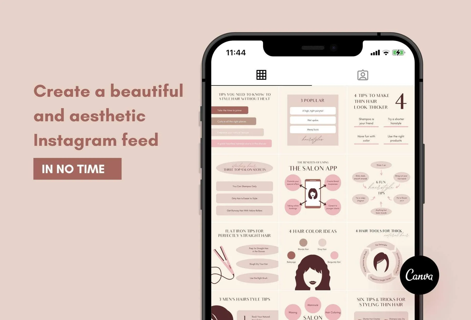 20 Hairstyle Tips and Infographics Instagram Engagement Posts Fully Editable Canva Templates