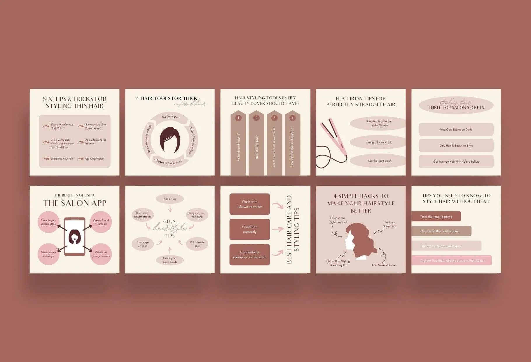 20 Hairstyle Tips and Infographics Instagram Engagement Posts Fully Editable Canva Templates