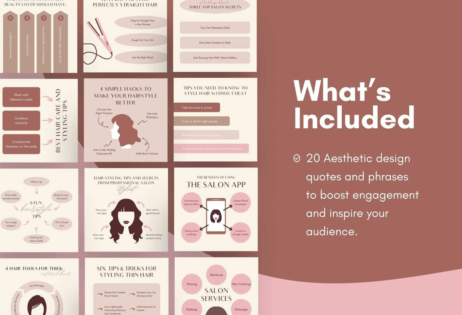 20 Hairstyle Tips and Infographics Instagram Engagement Posts Fully Editable Canva Templates