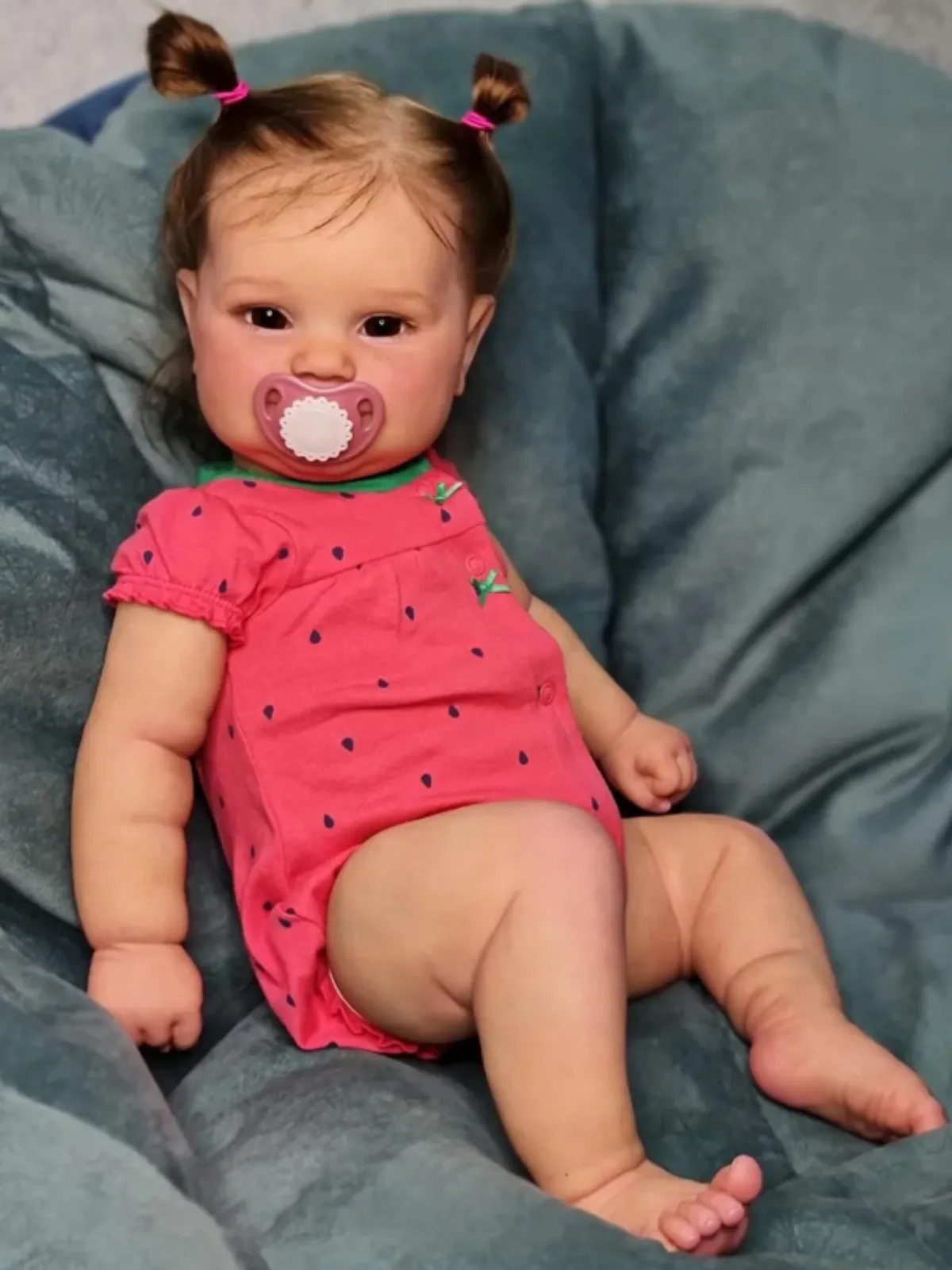 24"  Adorable Lifelike Silicone Doll with Polka Dot Onesie
