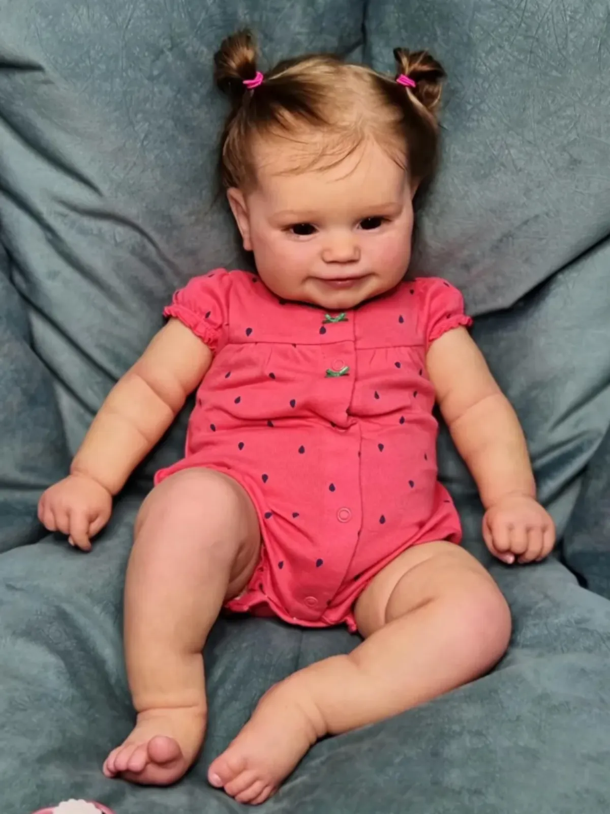 24"  Adorable Lifelike Silicone Doll with Polka Dot Onesie