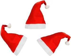 3 Pieces Red White Santa Claus Hat Cap for Christmas Accessory