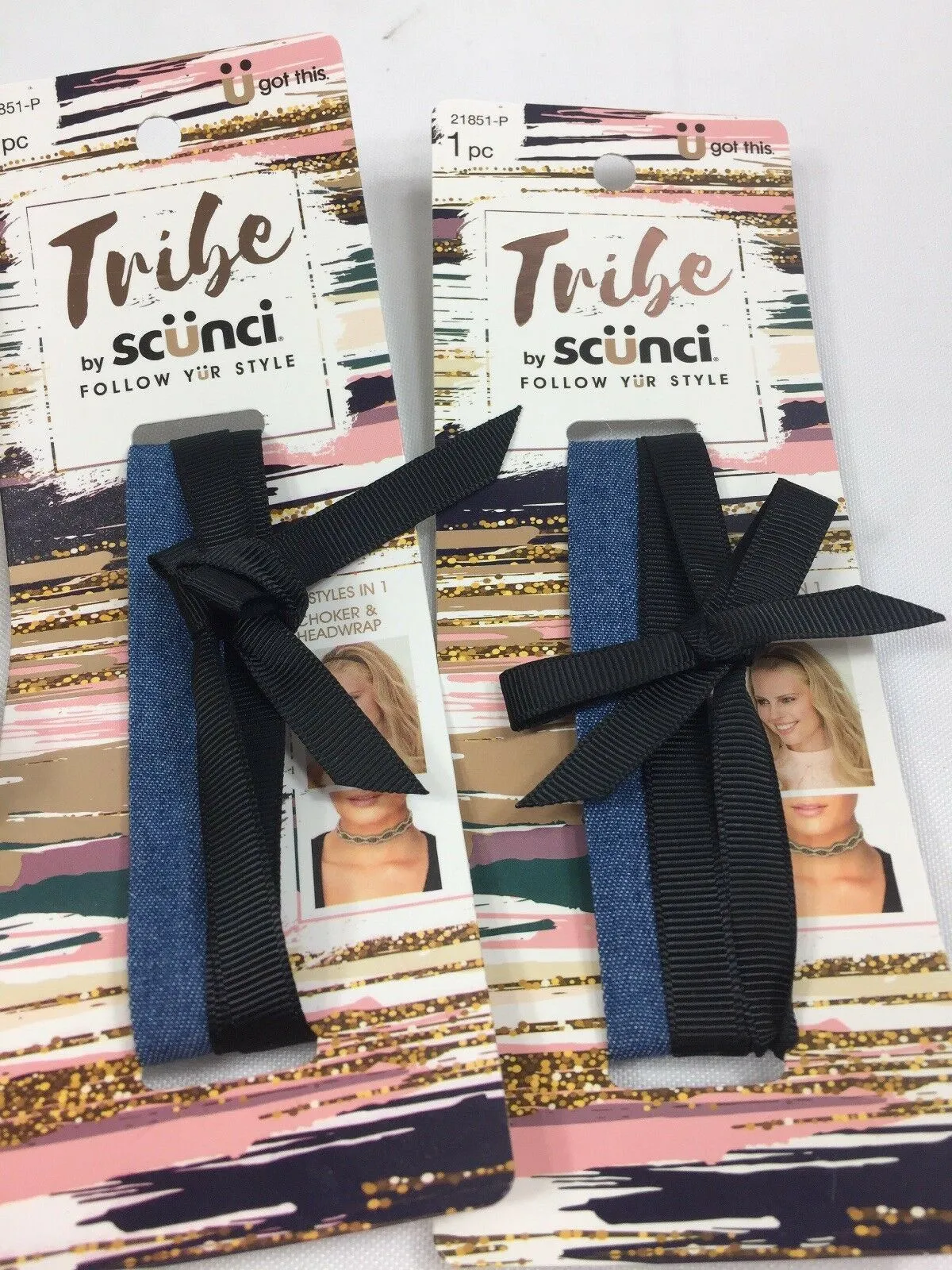 (3) Scunci Tribe Follow Ur Style Hair Tie Choker Head wrap Claw Clip Festival