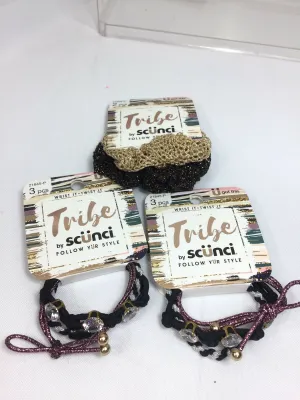 (3) Scunci Tribe Follow Ur Style Hair Tie Wrist Twist Bracelet Festival Gold