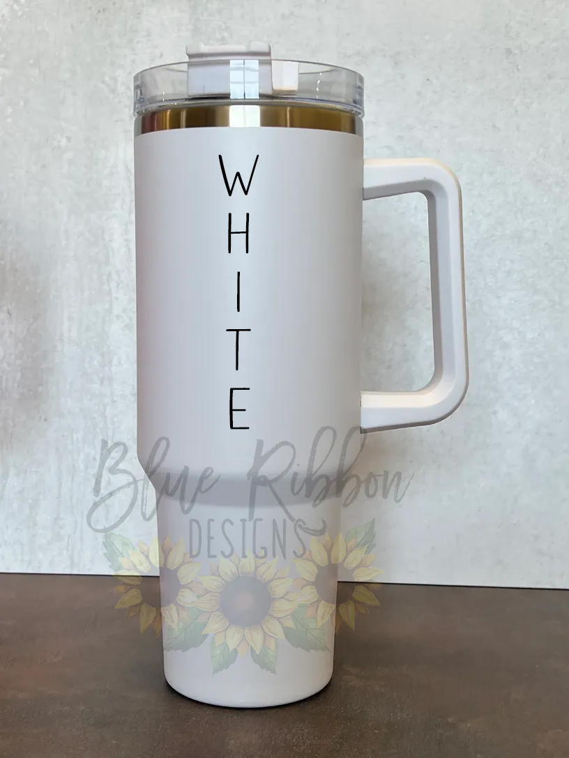 40 Ounce Stainless Tumbler with Handle - Retro Flowers