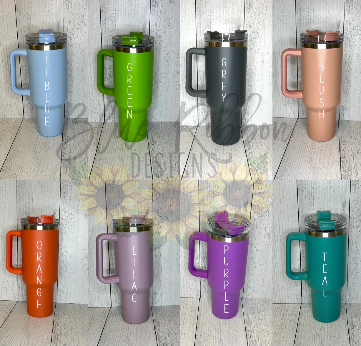 40 Ounce Stainless Tumbler with Handle - Retro Flowers