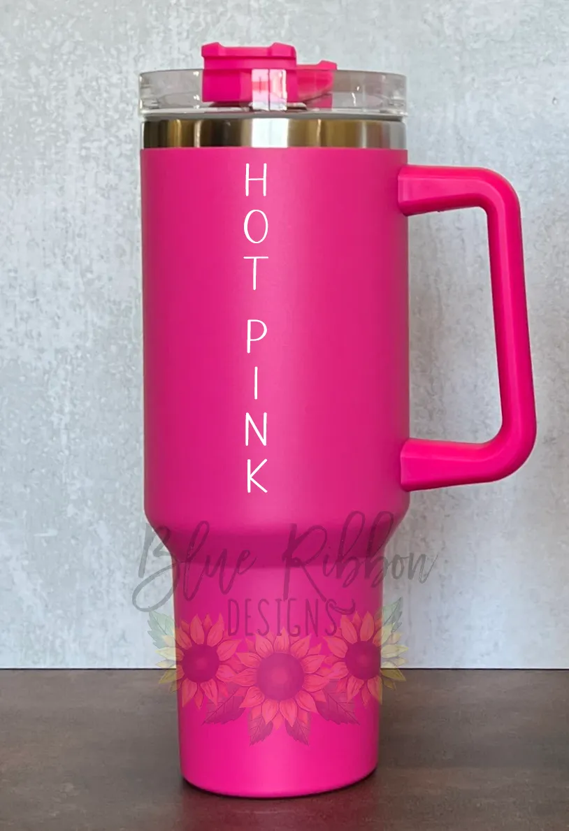 40 Ounce Stainless Tumbler with Handle - Retro Flowers
