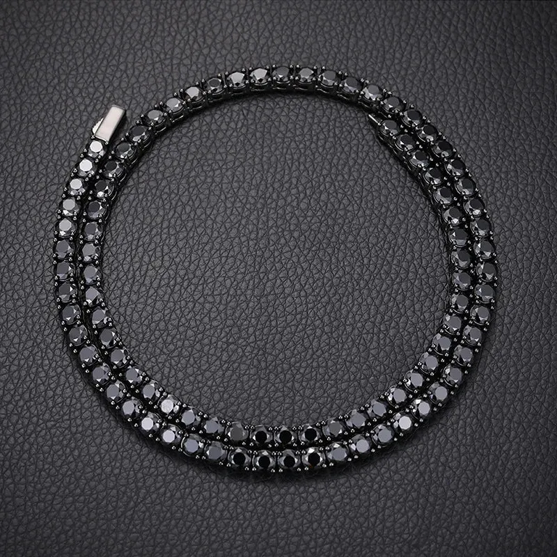 5mm Black Diamond Unisex Gothic Necklace