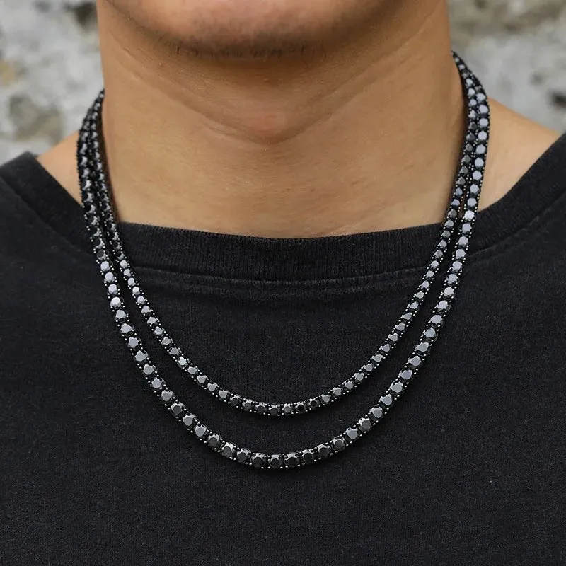 5mm Black Diamond Unisex Gothic Necklace
