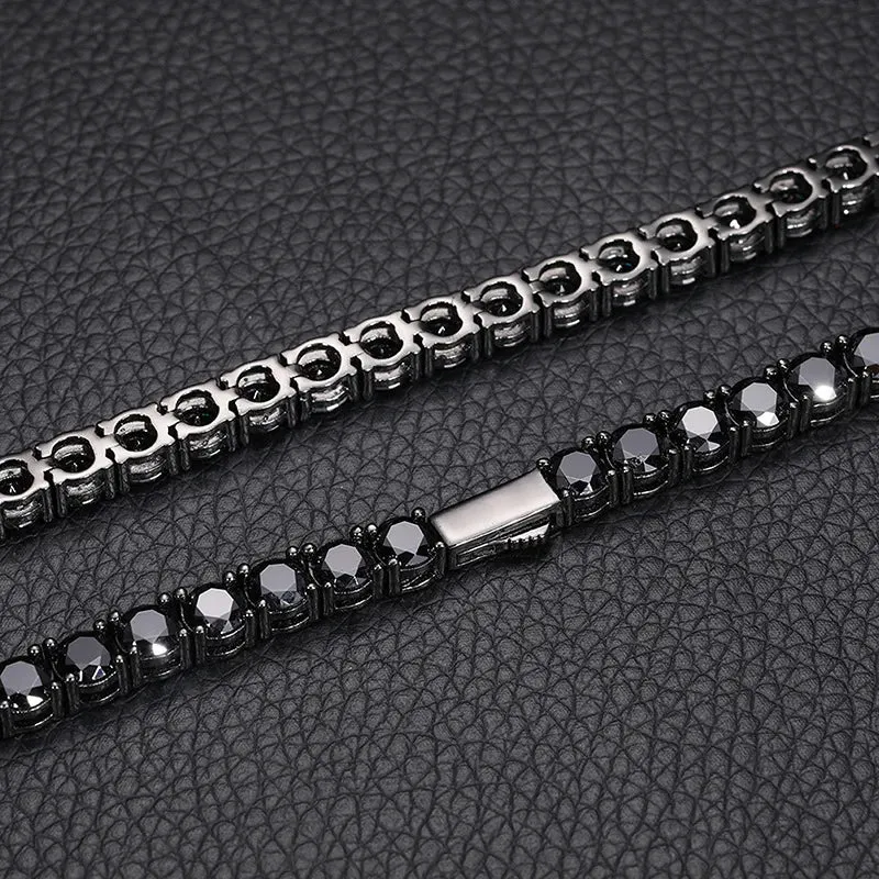 5mm Black Diamond Unisex Gothic Necklace
