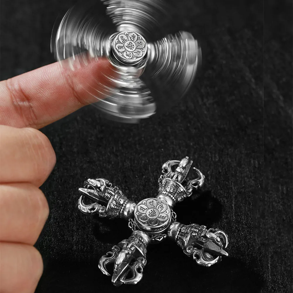 925 Sterling Silver Pendants Fingertip Gyro Rotation Cross Vajra Amulet  Jewelry