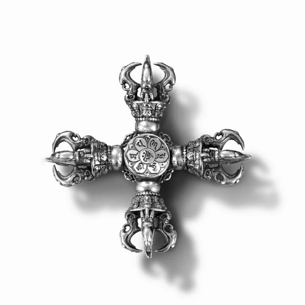 925 Sterling Silver Pendants Fingertip Gyro Rotation Cross Vajra Amulet  Jewelry