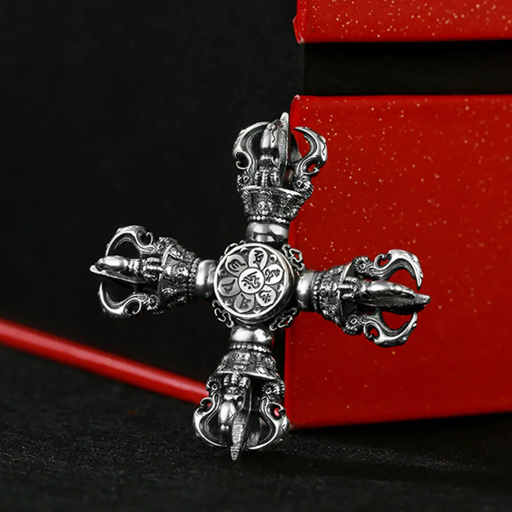 925 Sterling Silver Pendants Fingertip Gyro Rotation Cross Vajra Amulet  Jewelry