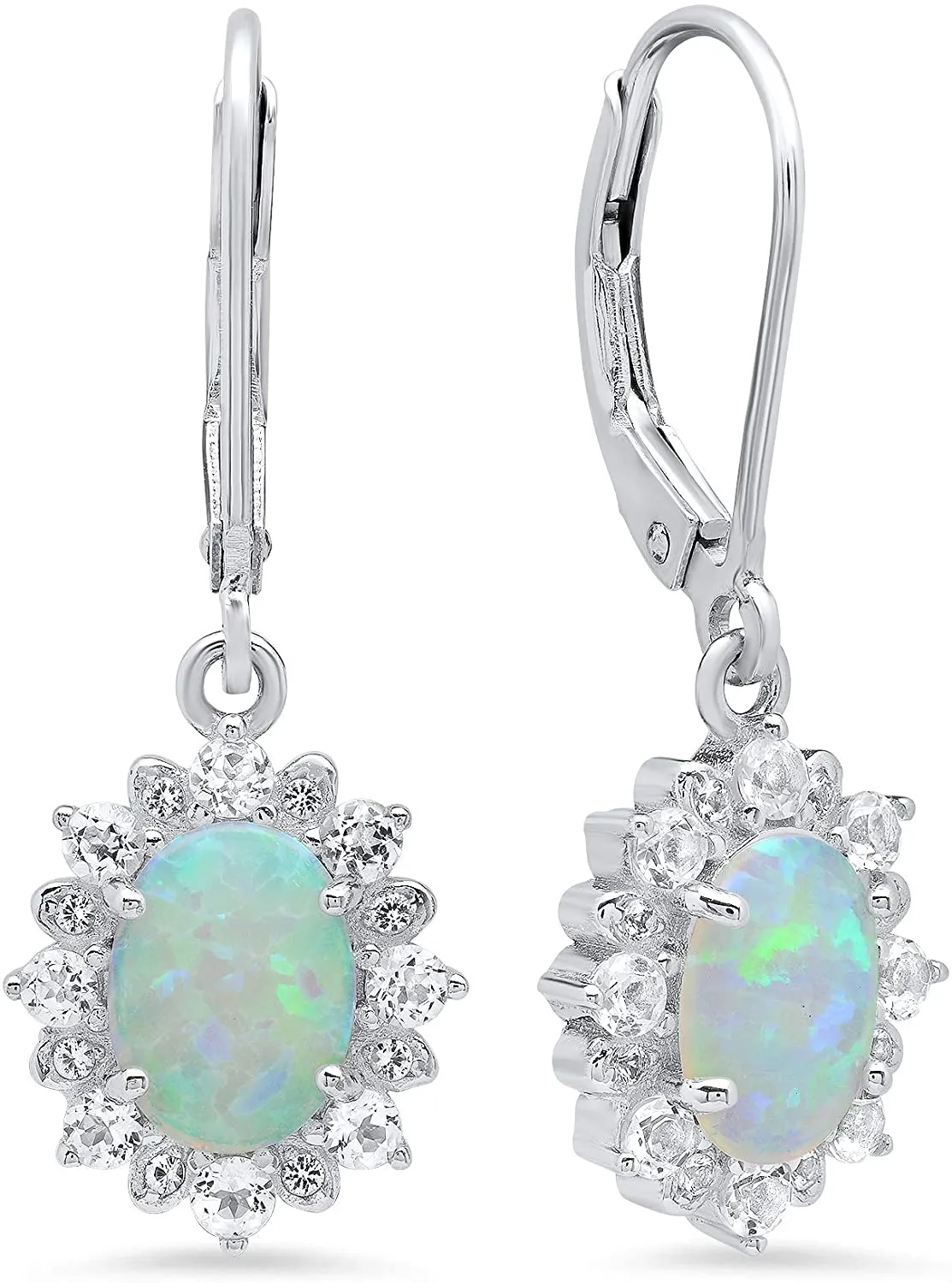 925 Sterling Silver Sunburst Oval Earrings