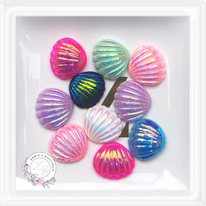 • AB Mirror Finish Shells • Bow & Hair Clip Embellishments • Pack of 10 •